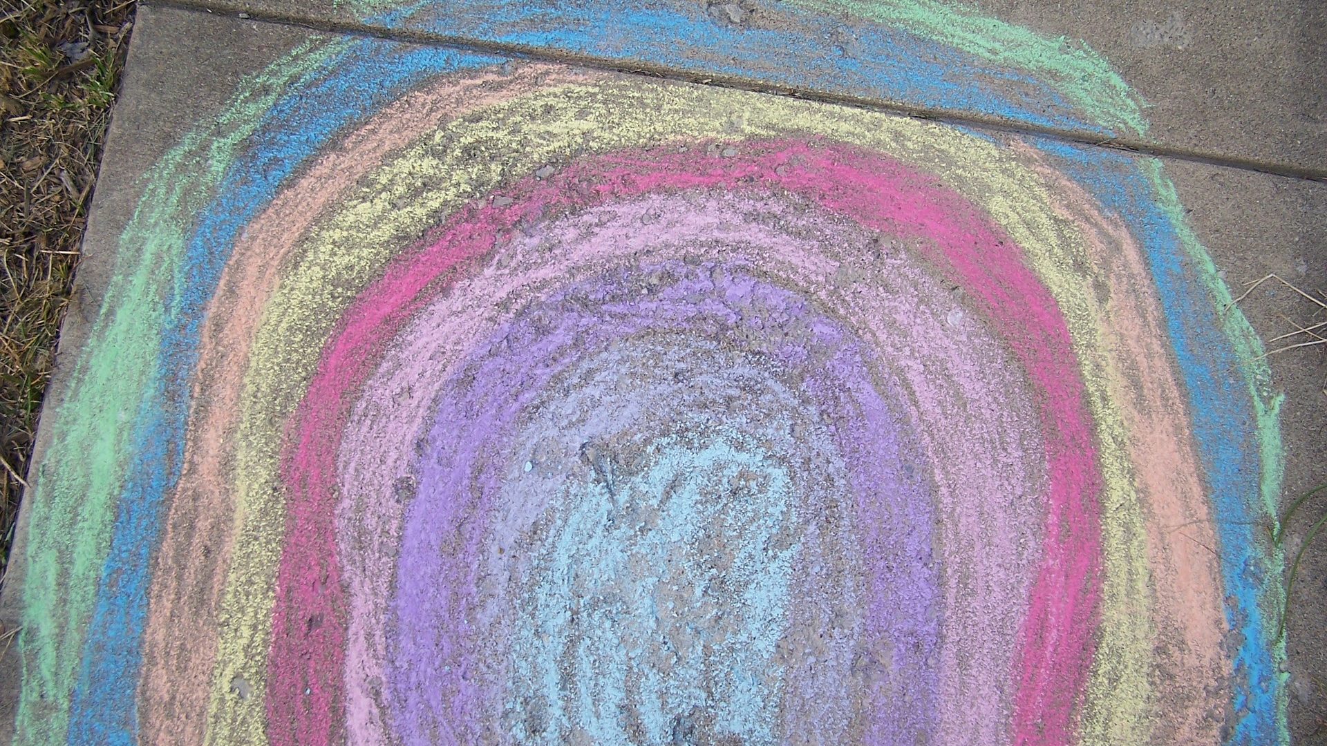 coronavirus chalk rainbow