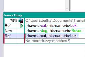 technical authoring fuzzy match